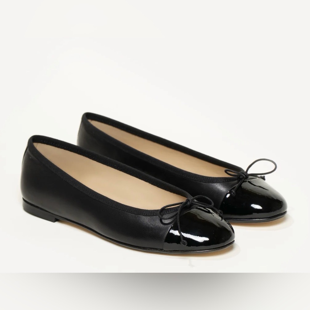 * M Gemi The Rosa Black Napa & Patent Leather Ballet Flats Sz 42 = 11 *